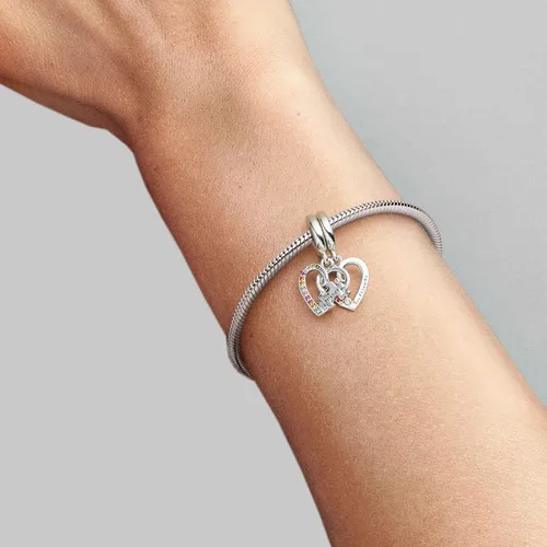 Vista 5 de Bellestory - Pulsera de plata de ley con forma de rompecabezas dividida y corazones para mujeres europeas Metal no conocido
