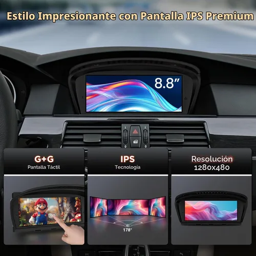 Vista 3 de XTRONS - Estéreo de coche de 8.8 pulgadas para BMW E90-E93/E60-E61 M5 (2005-2008), sistema CCC Android 14 Octa Core Head Unit 4+64GB, Support