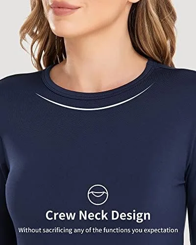 Vista 2 de WEERTI Ropa interior térmica larga de cabeza a pies para mujeres, con forro de vellón, capa base para climas fríos