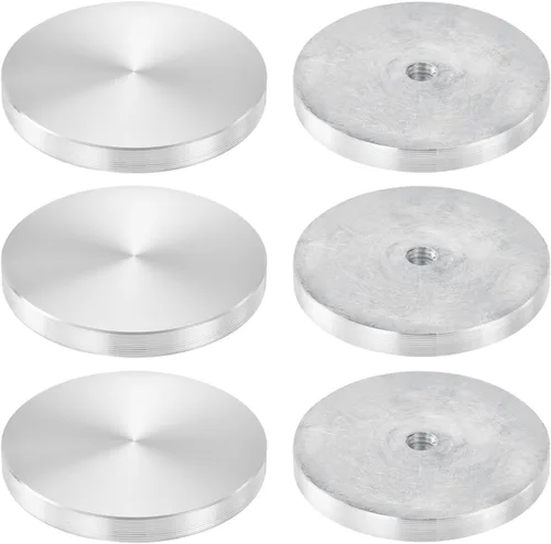 Vista 29 de uxcell M6 Rosca 0.787 in de diámetro de forma redonda de aluminio disco hardware 1pcs, aluminio círculo disco vidrio adaptador superior para mesa