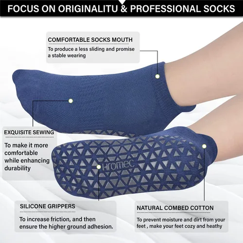 Vista 4 de Calcetines de yoga antideslizantes con agarres para pilates ballet barras descalzo calcetines antideslizantes de hospital para mujeres y hombres