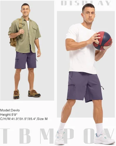 Vista 7 de TBMPOY Pantalones cortos de senderismo para hombre con 5 bolsillos con cremallera, 9 pulgadas, ligeros, para exteriores, trabajo, atletismo, viajes