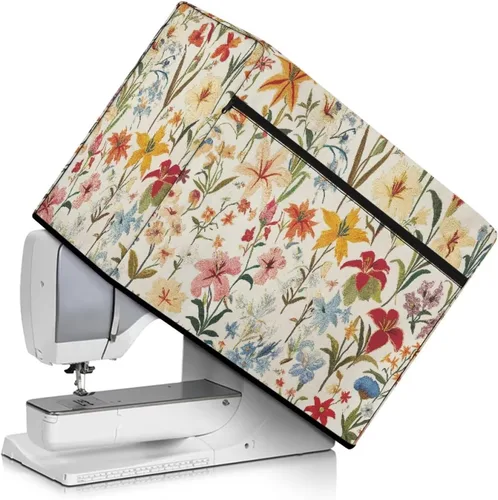Vista 29 de Funda para máquina de coser de flores hippie grande, cubierta antipolvo, protección de fácil limpieza para máquina de coser, resistente a las Flor