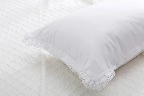 Vista 3 de Fundas de almohada de encaje de ganchillo blanco tamaño Queen, fundas de almohada de algodón puro para cama, 2 piezas de 30 x 20 pulgadas