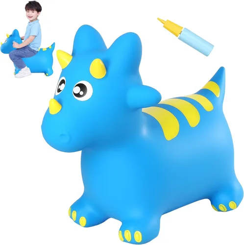 Vista 7 de INPANY Caballo rebotador, juguetes saltarines de oso, animal saltarín para niños pequeños, juguete de goma para montar y rebotar para niños, lindos