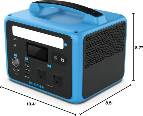 Vista 8 de Estación de energía portátil de 640 Wh, generador solar AISPEX con arrancador de puente, salida de CA de onda sinusoidal pura de 110 V/600 W, PD 60