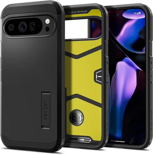 Vista 10 de Spigen Tough Armor - Funda diseñada para Pixel 9 Pro XL (2024) [Protección de grado militar] [Soporte con patas] - Verde abismo Soporte integrado