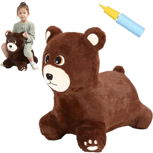Vista 10 de INPANY Caballo Saltarín, Juguetes Panda Brincolín, Animal de Peluche Saltarín para Niños Pequeños, Juguetes de Goma Inflables para Montar, Regalo