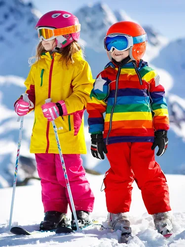 Vista 2 de 2 pares de guantes de esquí para niños, guantes de invierno impermeables para nieve, gruesos y cálidos, guantes de snowboard para niños y niñas