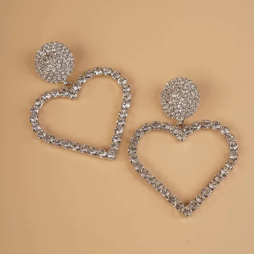 Vista 6 de YERTTER Elegantes aretes de gran tamaño, aretes colgantes de cristal con diamantes de imitación para mujer, aretes largos de moda con borlas