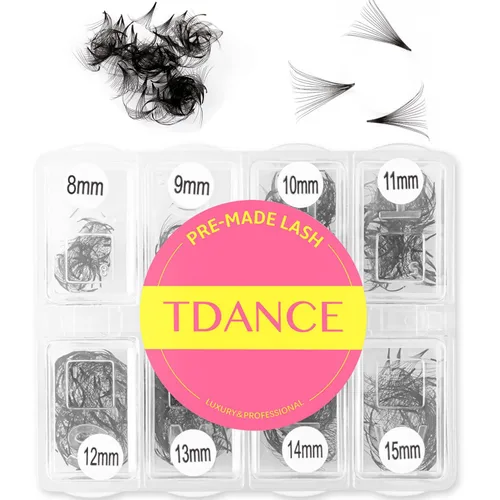 Vista 9 de TDANCE 600 abanicos, extensiones de pestañas prefabricadas de longitud mixta, naturales y de volumen, abanicos de pestañas prefabricadas 5D-24D