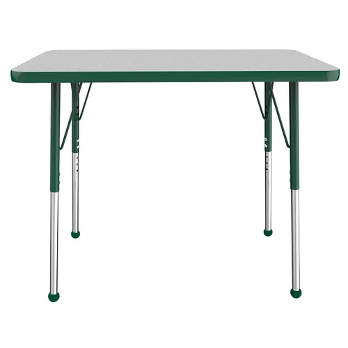 Vista 115 de FDP - Mesa rectangular para actividades escolares y de oficina (24 x 36 pulgadas), patas estándar con deslizadores giratorios, altura ajustable