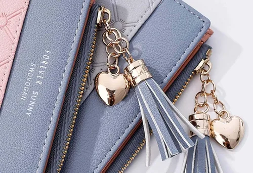 Vista 6 de Cartera pequeña para mujer con bolsillo para monedas, plegable, delgada, con cremallera