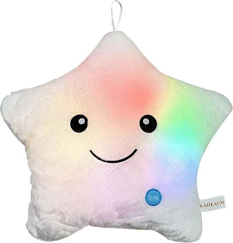 Vista 12 de Glow Star - Almohada con luz LED de noche, animales de peluche para niñas y niños, almohadas de peluche para adultos y niños, para fiestas
