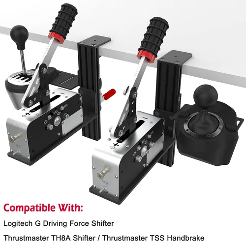 Vista 6 de Hikig Desk Mount For Racing Sim Shifter & Handbrake Compatible With Logitech G Driving Force Shifter, Thrustmaster TH8A Shifter & Thrustmaster TSS