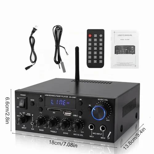 Vista 7 de Amplificador de audio 800W, 2 canales, Bluetooth 5.0