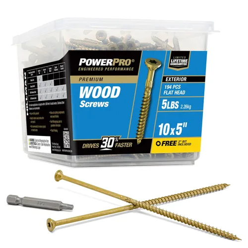Vista 15 de Power Pro Tornillos de madera para exteriores de alta calidad, tornillos de cubierta multiusos #8 x 1-1/2 pulgadas para proyectos al aire libre