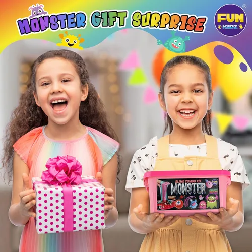 Vista 3 de Kit de slime de monstruo de Halloween para niñas de 6 a 12 años, kit de fabricación de slime FunKidz que brilla en la oscuridad para niños, haz