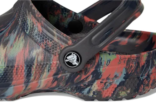 Vista 6 de Crocs Zuecos clásicos unisex para adultos, diseño de teñido anudado marmoleado, color arena negra/multicolor, para hombre, 13, 15, mediano