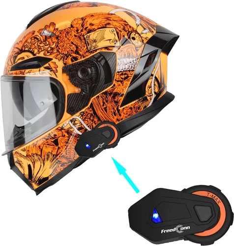 Vista 9 de 1Storm Casco Integral para Motocicleta DOT para Adultos, Motocicleta de Calle, Doble Visera, Protector Solar Interior con un Escudo Transparente Un