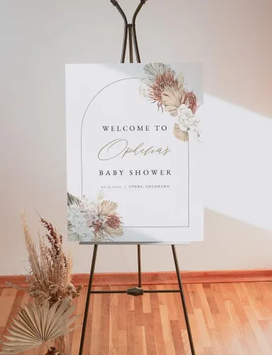 Vista 10 de Letrero de bienvenida personalizado con texto en inglés «Oh Baby Show» – Cartel de bienvenida de corona para baby shower – Póster de corona de baby
