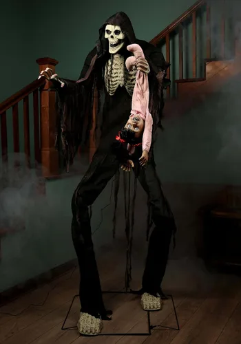 Vista 2 de Morris Costumes 7ft animado Boogey Man con Kid Prop