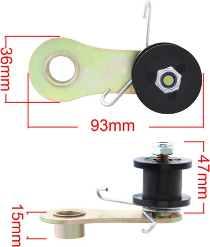 Vista 6 de Dromedary Tensor de rodillos de cadena resistente con resorte y tres rodillos compatible con 110cc 125cc 140cc Dirt Pit Mini Bike, ATV y motocicleta