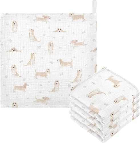 Vista 27 de Toallas de algodón para bebé, toallas de baño unisex para recién nacidos, toallitas naturales para piel delicada, 11.8 x 11.8 pulgadas, paquete de 5