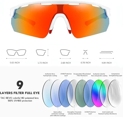 Vista 5 de AUCIP Gafas de sol deportivas para hombres y mujeres para béisbol ciclismo pesca golf ciclismo al aire libre con protección UV polarizada