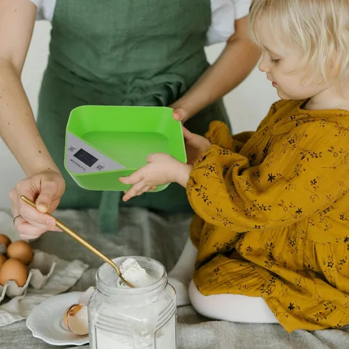 Vista 6 de Toyvian Báscula digital de cocina con cuenco integrado, pesaje preciso de alimentos para hornear y cocinar, diseño de botón simple, compacto,