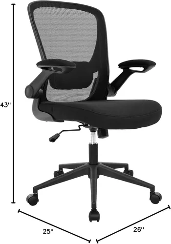Vista 9 de BestOffice - Silla de oficina ergonómica de malla, silla de computadora giratoria con respaldo medio, con soporte lumbar, brazos abatibles, silla