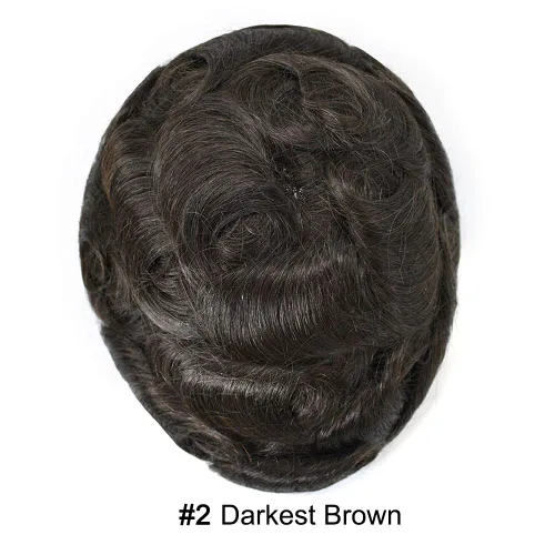 Vista 242 de Toupee para hombre 100% cabello humano real tupé para hombres 0.004 in piel de poliuretano para hombre, sistema de reemplazo de piezas de pelo