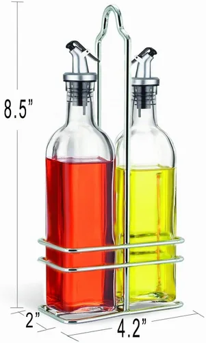 Vista 5 de CUISINOX Juego de botellas de aceite y vinagre con organizador de alambre