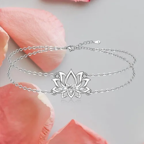 Vista 8 de Chakra Anklets Pineapple Lotus Flower Flamingo Ankle Bracelet Sea Turtle for Women 925 Sterling Silver Jewelry Birthday Gifts