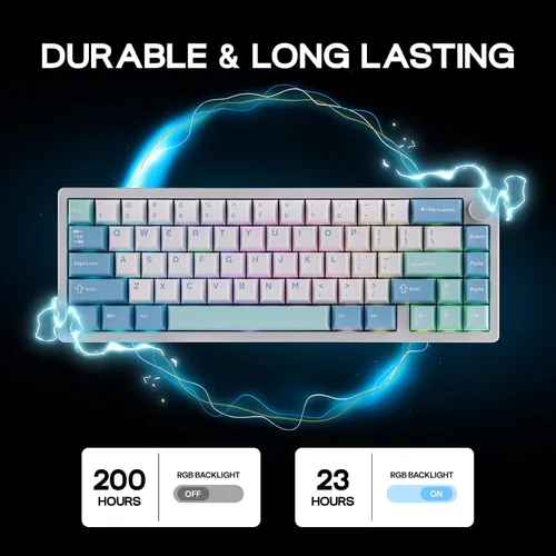 Vista 5 de EPOMAKER Galaxy65 Teclado mecánico inalámbrico QMKVIA, teclado personalizado de aluminio anodizado con captura de bolas, interruptor intercambiable