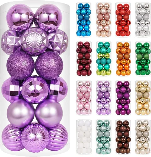 Vista 67 de XmasExp Juego de 24 mini esferas de Navidad inastillables para bolas de árbol de Navidad, 1.18 pulgadas (negro)