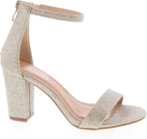 Vista 19 de TOP MODA Hannah-1 - Sandalias de tacón alto con tira en el tobillo elegantes, suela antideslizante, para boda, fiesta, baile de graduación Beige