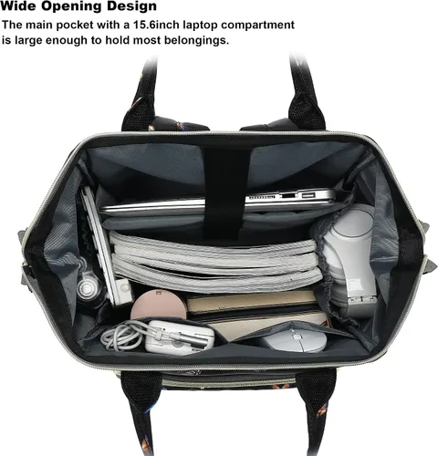 Vista 3 de Mochila de mariposa para laptop para mujeres y hombres, mochila escolar universitaria de 15.6 pulgadas para trabajo, escuela, viajes, negocios