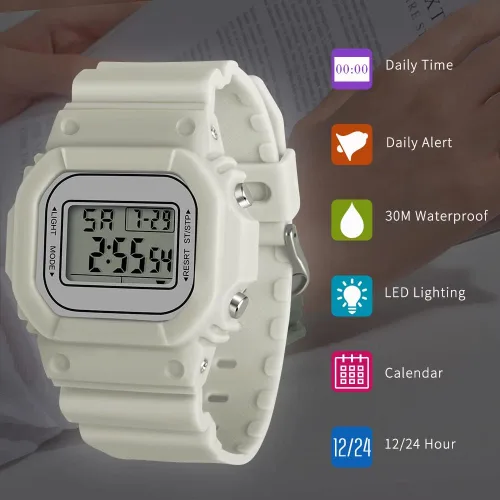 Vista 3 de Digital Watch for Men Women Waterproof Outdoor Military Sports Timer Multifunctional Wristwatch Classic Design Easy to Set and Read Alarm Stopwatch
