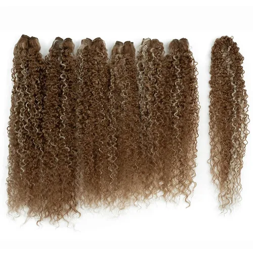 Vista 9 de 7 mechones de cabello sintético rizado tipo afro de 22, 24 y 26 pulgadas (7.76 oz) elaborado con fibra de alta temperatura. 1b