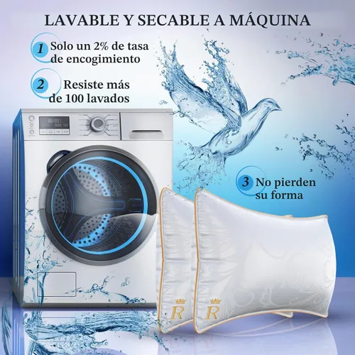 Vista 6 de Royal Therapy Juego de 2 almohadas tamaño Queen – Almohadas, almohada de dormir de lado – Almohada de plumón alternativa ajustable, almohadas