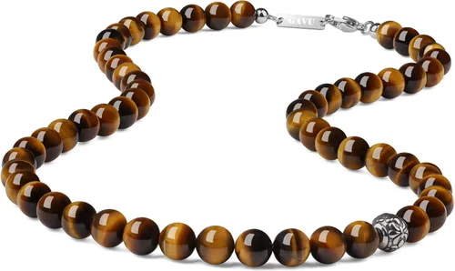 Vista 12 de GAVU Collar de cuentas de gemas semipreciosas de 8mm para hombres, collares de cristal curativos para hombres ojo de tigre rojo