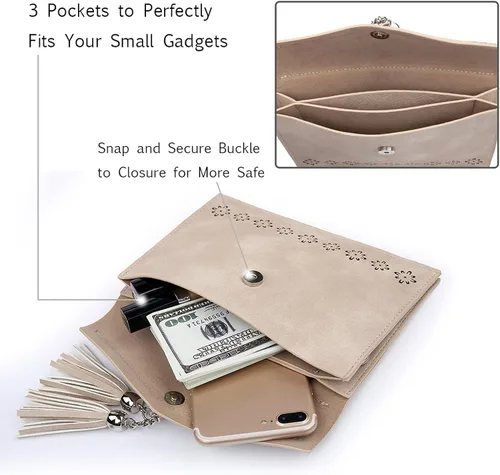 Vista 4 de seOSTO Womens Small Crossbody Bag For Woman, Tassel Wallet PurseGifts For Teenage Girls