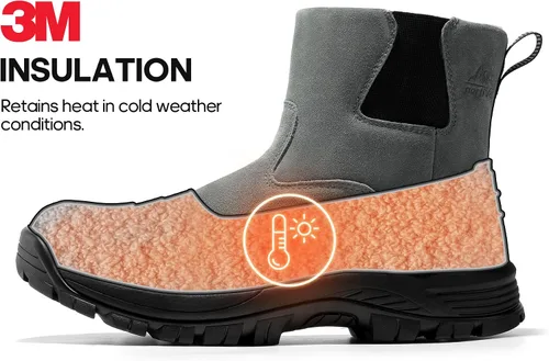 Vista 4 de NORTIV 8 Botas de nieve de invierno para hombre, impermeables, aisladas, sin cordones