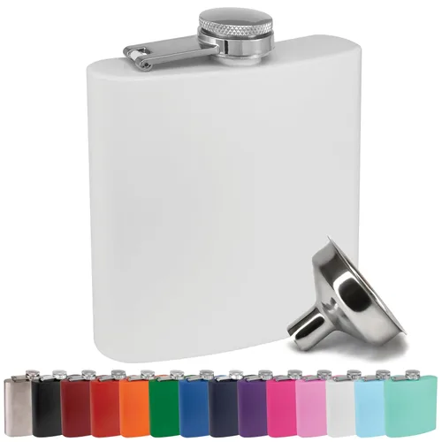 Vista 15 de Petaca de Acero Inoxidable de 6 oz con Embudo de Petaca para Hombres y Mujeres - Juegos de Regalo de Petaca con Recubrimiento en Polvo, Padrinos