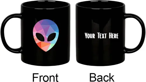 Vista 2 de Taza personalizada con cabeza de alienígena, regalos personalizados de alienígenas para mujeres y hombres, regalos de fiesta temática