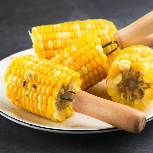 Vista 5 de Corn On The Cob - Juego de 20 soportes de mazorca de maíz de acero inoxidable con mango de madera, pinchos de mazorca, tenedores de maíz