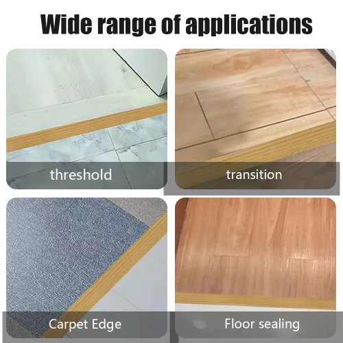 Vista 7 de Tira de transición de piso de 10 pies de alfombra a baldosa tira de transición amarilla Grano de madera amarillo flexible autoadhesivo del PVC