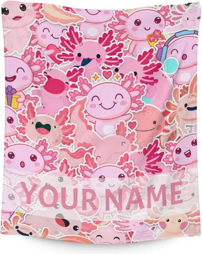 Vista 13 de Axolotl - Manta de regalo de 30 x 40 pulgadas, bonita manta para niñas, mantas suaves y peludas azules para sofá y oficina