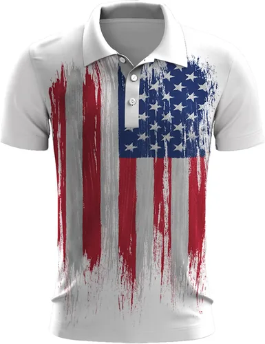 Vista 2 de Camiseta sin mangas para hombre del 4 de julio de 2023 Camisas casuales de manga corta con cuello redondo y cuello redondo, camisetas rojas, blancas